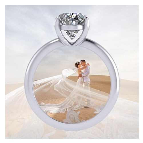 VOUS 3 carat Simulated Diamond Solitaire Engagement Rings Assorted shapes in Solid Sterling Silver & CZ