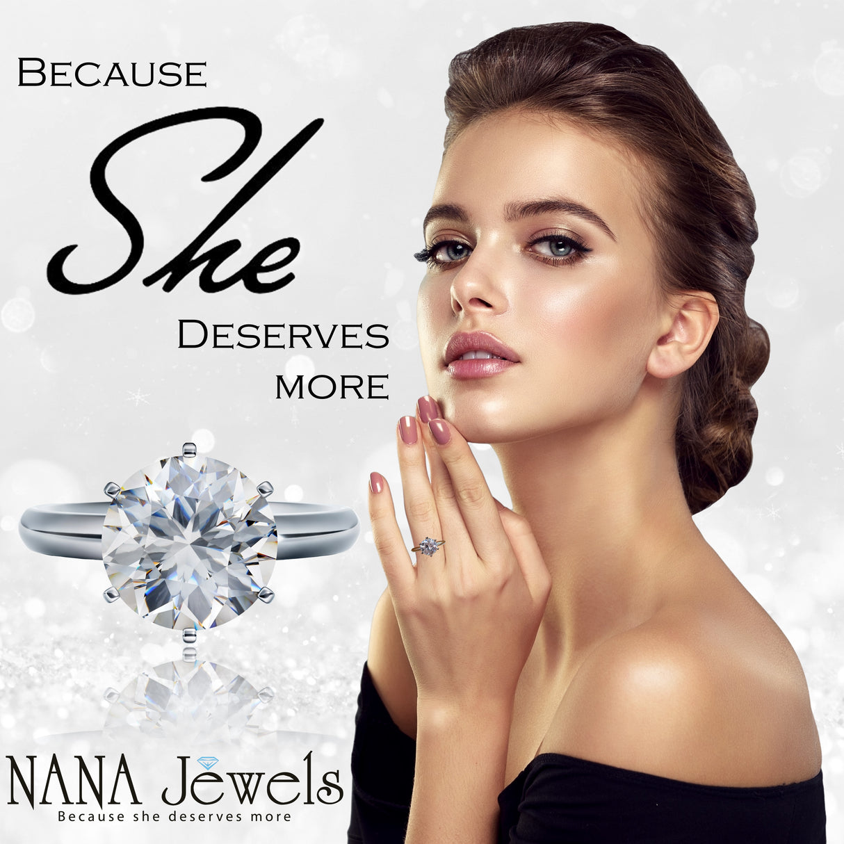 NANA Jewels Matrix Simulated Diamond Engagement Ring Solitaire 1 to 4 carat in Silver 10k & 14k Gold