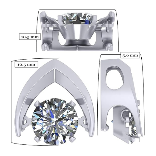 Central Diamond Center Omega Dancing Gemstone Necklace for Women in 925 Sterling Silver & Pure Brilliance Zirconia CZ