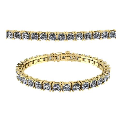 Nana Jewels Pure Brilliance Zirconia Asscher Cut Tennis Bracelet, 7" Or 8" In Gold Plated Sterling Silver, 13.00Ctw-53.00Ctw