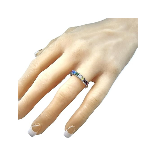 Central Diamond Center Asscher Cut Lucita Mothers Rings w/ 1 to 7 Simulated Birthstones in Sterling Silver, 10K or 14K Gold