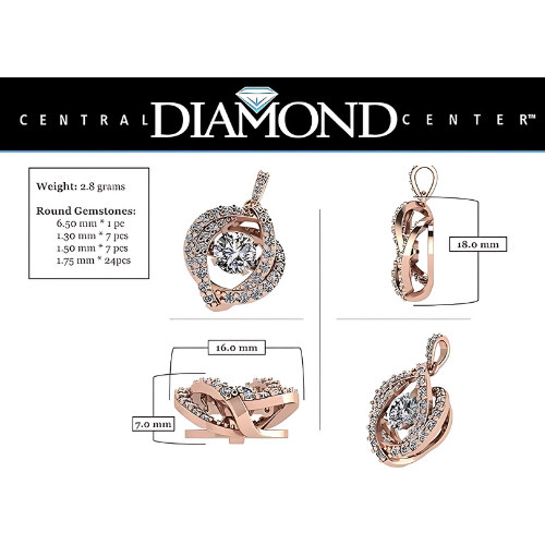 Solid 925 Sterling Silver Swirl CZ pendant.