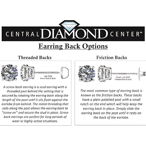 Central Diamond Center Round Cut CVD Lab-grown Diamond Stud Earrings 14K solid Gold from 0.20ct to 2.00ct E-F VS-SI