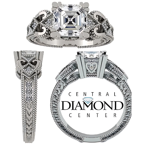 Pure Brilliance Zirconia Asscher cut on hand.
