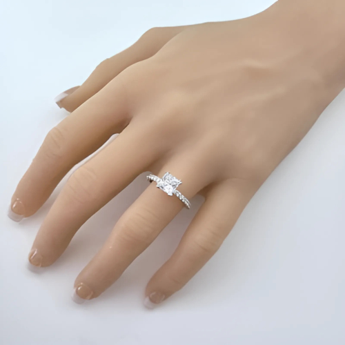 NANA Jewels 1.5-3CT Platinum Plated Sterling Silver Rings CZ Cubic Zirconia Princess Cut Engagement Rings | 10K 14K Solid Gold