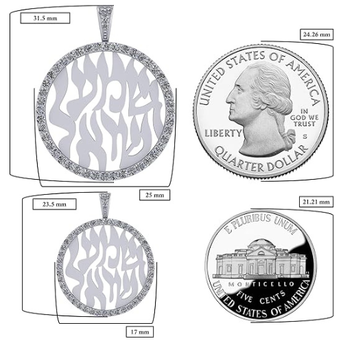 Central Diamond Center Shema Israel Partial Hebrew Prayer Pendant Necklace in Sterling Silver w/ Pure Brilliance Zirconia CZ