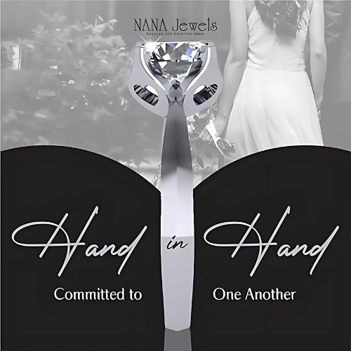 Engagement ring with a 3.00ct simulated diamond in sterling silver.