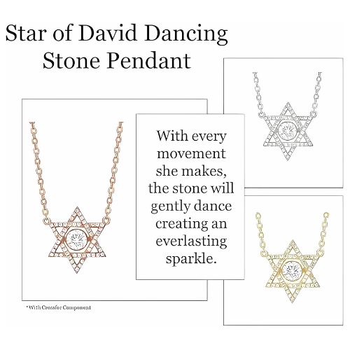 Model wearing Sterling Silver Star of David Necklace.