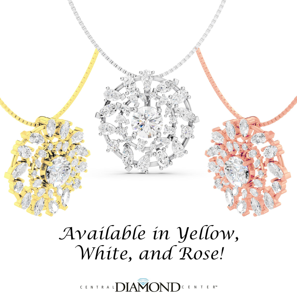 Galaxia Sunburst Necklace Made with Swarovski CZ & Sterling Silver