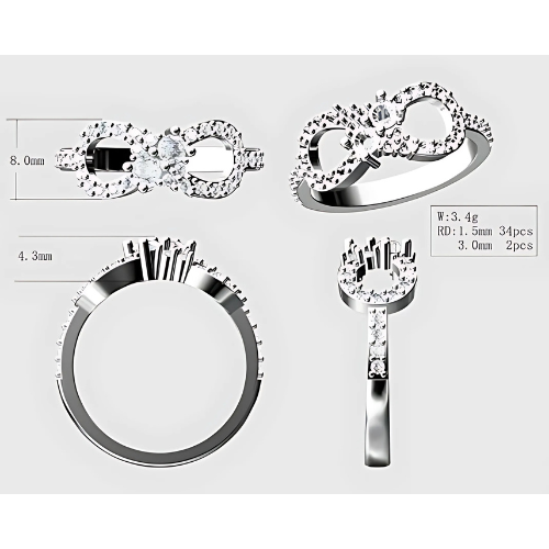Central Diamond Center Infinity couples ring.