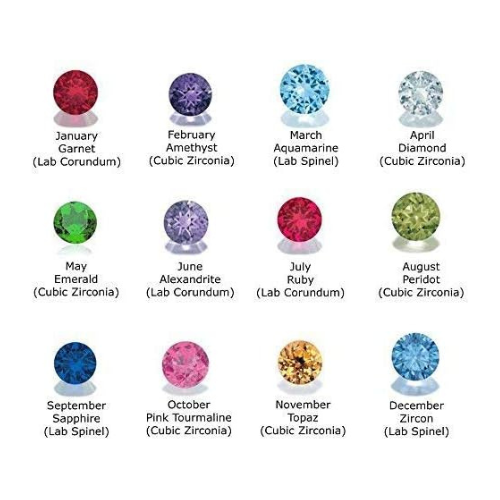 Central Diamond Center Couples 2 Stone Heart Pendant w/ Simulated Birthstones, Includes 0.8mm 22" Adj. Box Chain