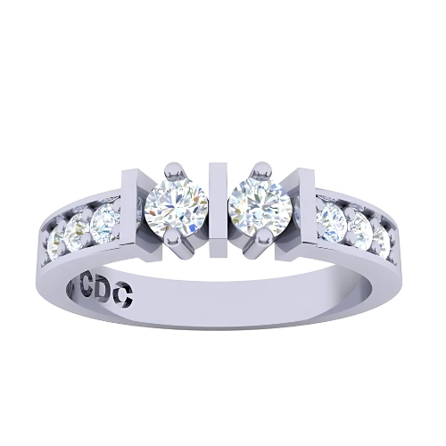 Close-up of 14K Gold straight bar ring.