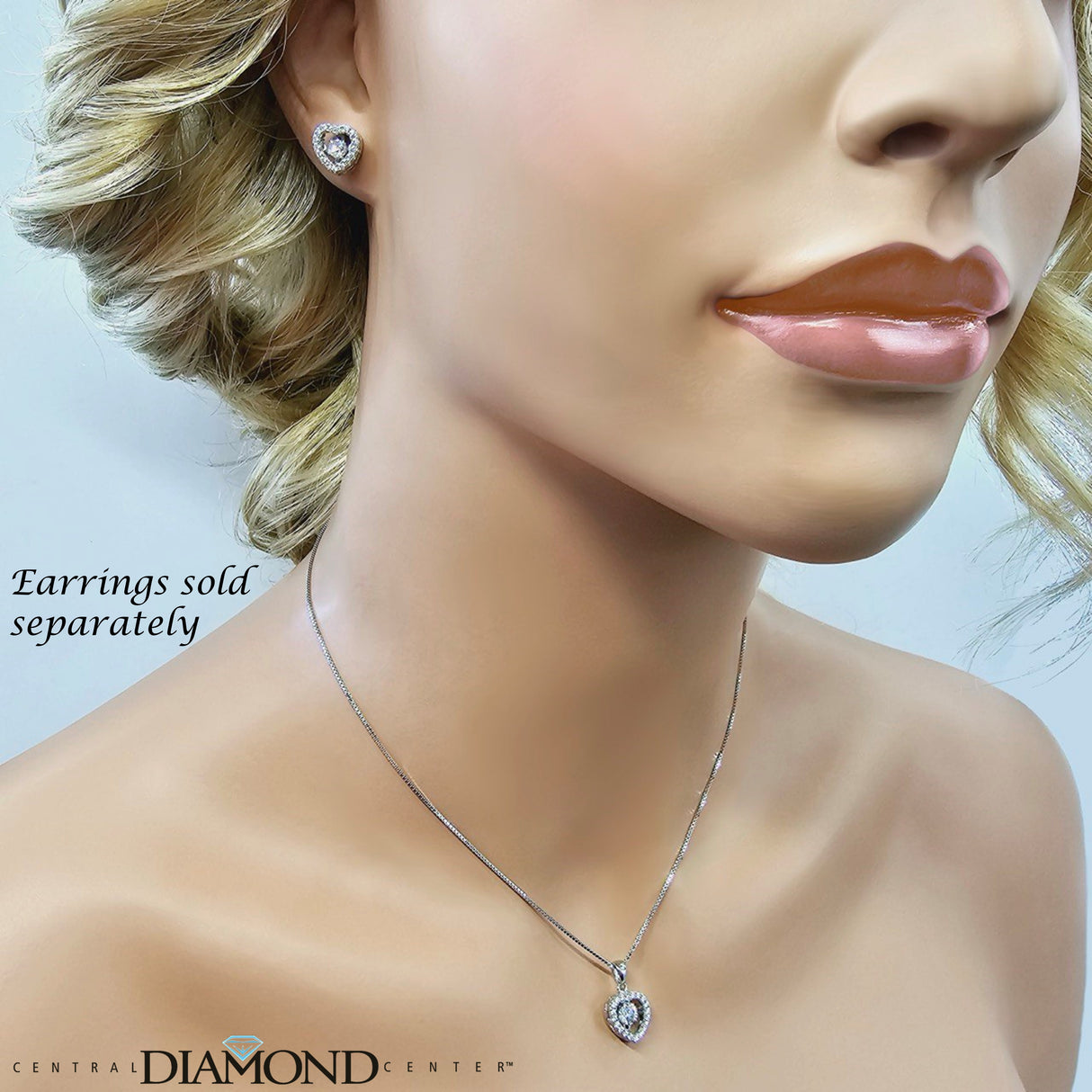 Central Diamond Center Heart Dancing Gemstone Necklace for Women in 925 Sterling Silver w/Pure Brilliance Zirconia