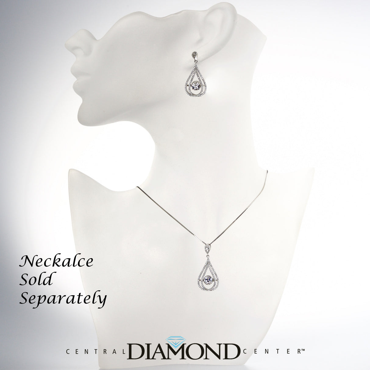 Chandelier simulated diamond earrings on display.