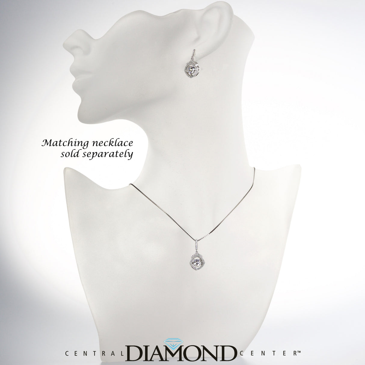 Square Halo Dancing Gemstone Matching Earrings & Necklace 925 Sterling Silver & Pure Brilliance Zirconia