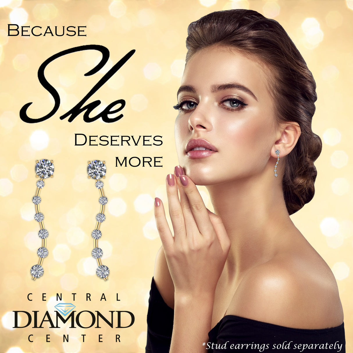Earring Jacket for Stud Earrings in Solid 925 Sterling Silver made with Pure Brilliance Zirconia CZ