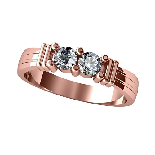 2 stone ring with a shared prong setting