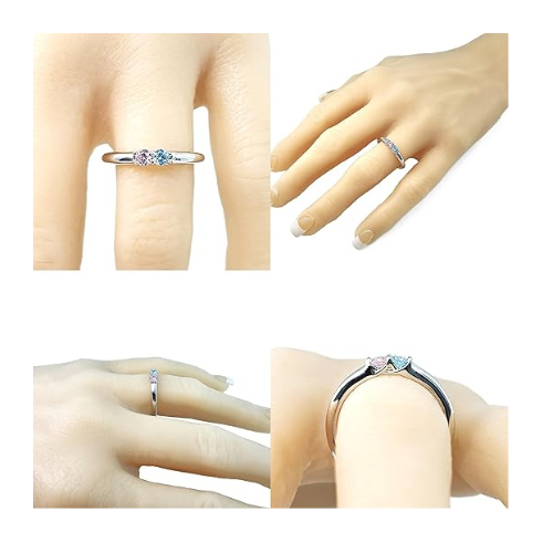 Central Diamond Center Lucita Couples Ring w/ 2 Simulated Birthstones in Sterling Silver, 10K or 14K Gold