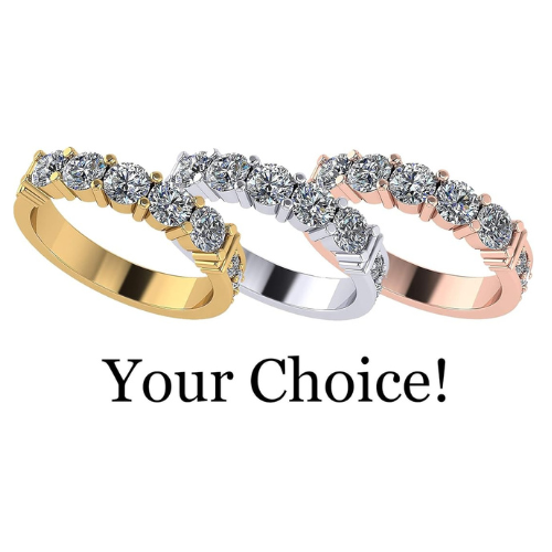 NANA Jewels Simulated Diamond Anniversary ring/wedding band-Shared Prong 5 Stone-1carat twt- Sterling Silver/10K/14k