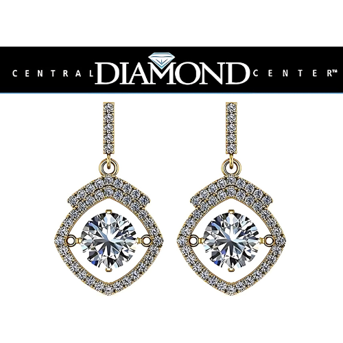 Square Halo Dancing Gemstone Matching Earrings & Necklace 925 Sterling Silver & Pure Brilliance Zirconia