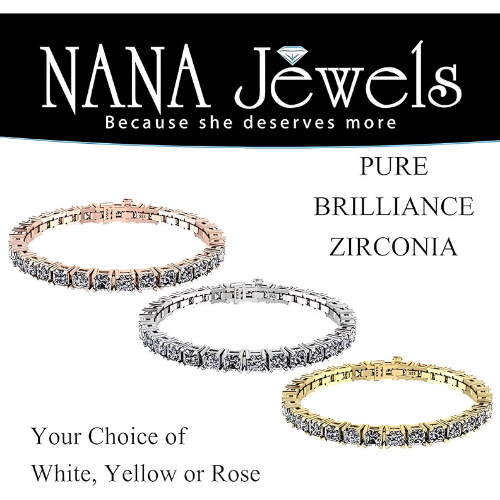 Nana Jewels Pure Brilliance Zirconia Asscher Cut Tennis Bracelet, 7" Or 8" In Gold Plated Sterling Silver, 13.00Ctw-53.00Ctw