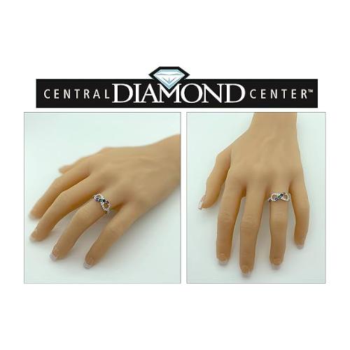 Central Diamond Center Infinity Mothers Rings w/ 1 to 6 Simulated Birthstones in Sterling Silver, 10K or 14K Gold
