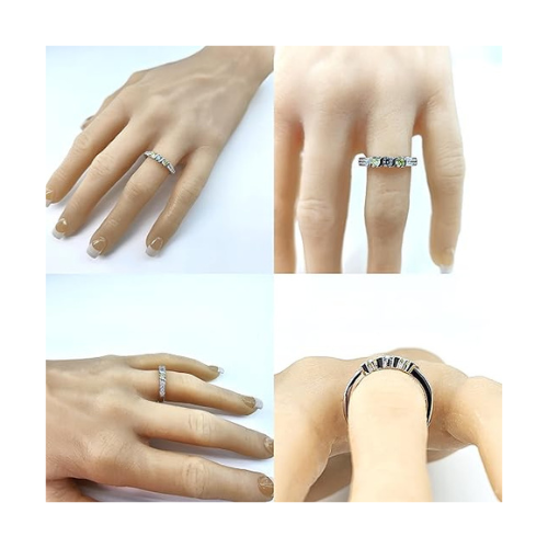 Central Diamond Center S-Bar with Sides Mothers Birthstone Ring in Sterling Silver, 10K or 14K Gold w/ 1-6 Simulated Gemstones