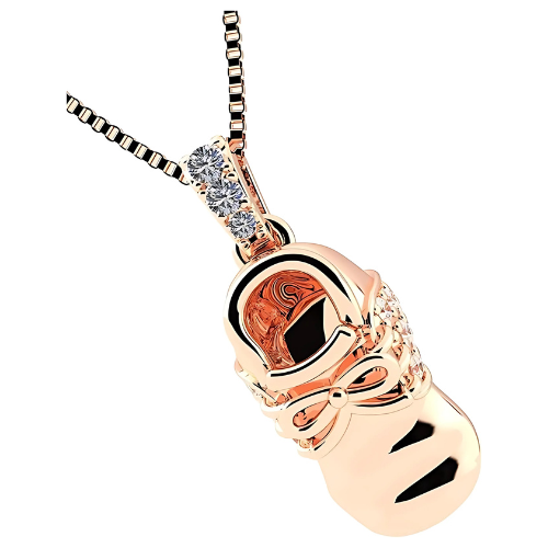 Baby Shoe Birthstone Necklace Pendant, gold plated.