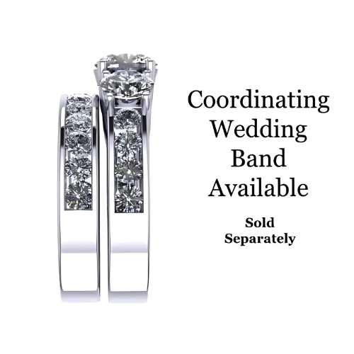 Close-up of the 3 stone CZ ring and matching band.