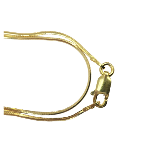 Close-up of a rose gold plated 1.00mm snake chain.