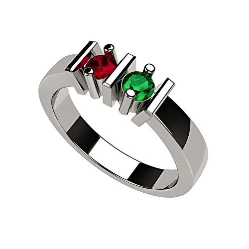 2 stone ring with a straight bar design.