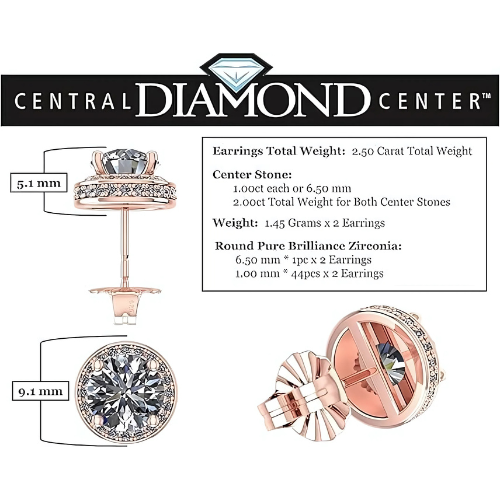 Pure Brilliance Zirconia halo earrings in sterling silver.