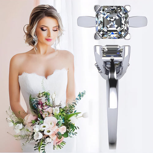 NANA Jewels 1to4ct Simulated Diamond Engagement ring Asscher Solitaire Lucita Cz & Silver