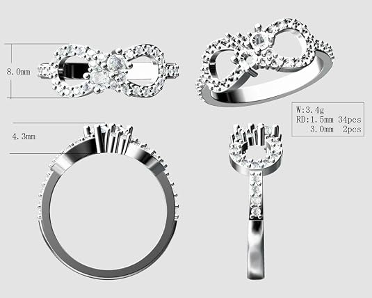 Central Diamond Center Infinity Couples 2 Stone Ring w/Simulated Birthstones in Silver, 10K or 14K Gold
