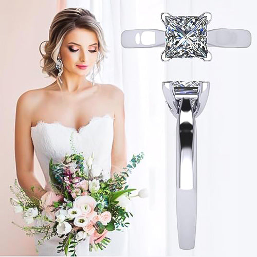 NANA Jewels 1 to4ct Simulated Diamond Engagement ring Princess Solitaire Lucita Cz & Silver