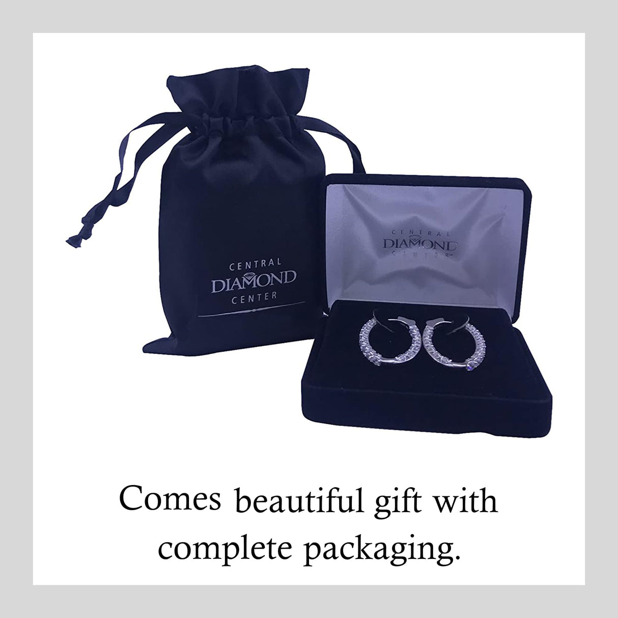 Central Diamond Center Zsa Zsa Oval or Round Hoop Earrings Solid 925 Sterling Silver w/Pure Brilliance Zirconia, Simulated Diamond Hoops