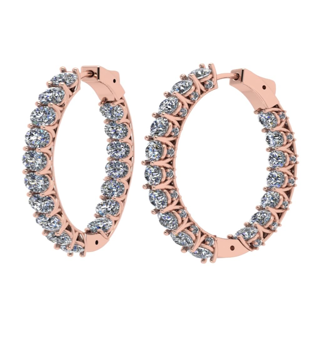 Central Diamond Center Zsa Zsa Oval or Round Hoop Earrings Solid 925 Sterling Silver w/Pure Brilliance Zirconia, Simulated Diamond Hoops