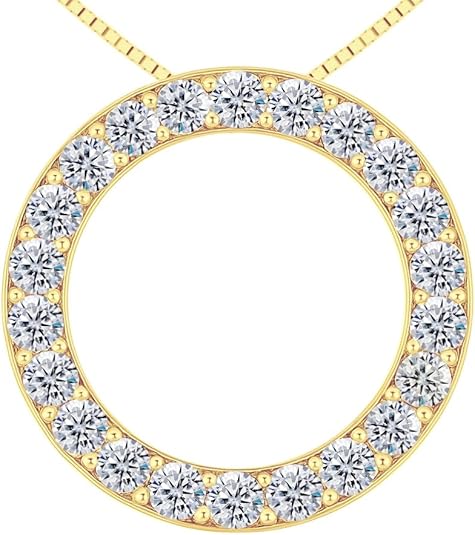 Central Diamond Center Sterling Silver Circle of Life Pendant Necklace β 5.00 Carat Cubic Zirconia (27 Stones, 3.50mm Each) β 925 Silver, 5g β Eternal Love Jewelry for Women