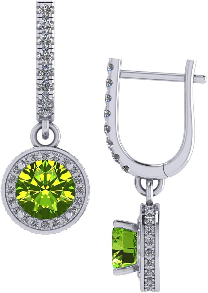 Women's birthstone drop earrings with CZ accents.