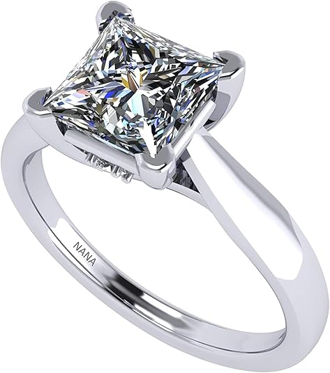 NANA Jewels 1.00-4.00ct Lucita Cushion & Princess Cut Solitaire Wedding Engagement Ring Series, 10K Gold w/Cubic Zirconia Simulated Diamond(B)