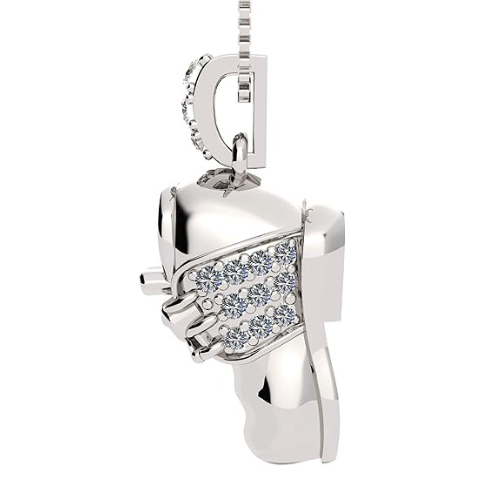 Detail of the tiny solid gold baby shoe design with gem.