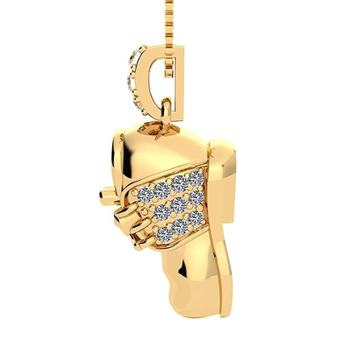 10K gold baby shoe necklace, front view.