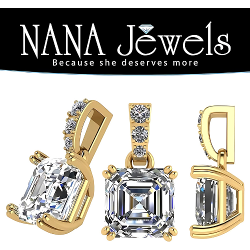Nana Jewels Asscher Cut Simulate Diamond Solitaire Necklace With 22" Adjustable Box Chain- 7Mm(2Ct) Or 8Mm(3Ct) Look