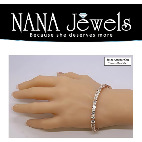 Nana Jewels Pure Brilliance Zirconia Asscher Cut Tennis Bracelet, 7" Or 8" In Gold Plated Sterling Silver, 13.00Ctw-53.00Ctw