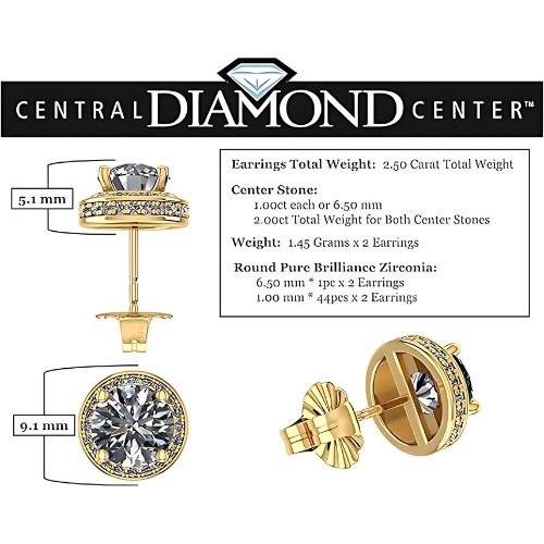 Model wearing round halo birthstone stud earrings.