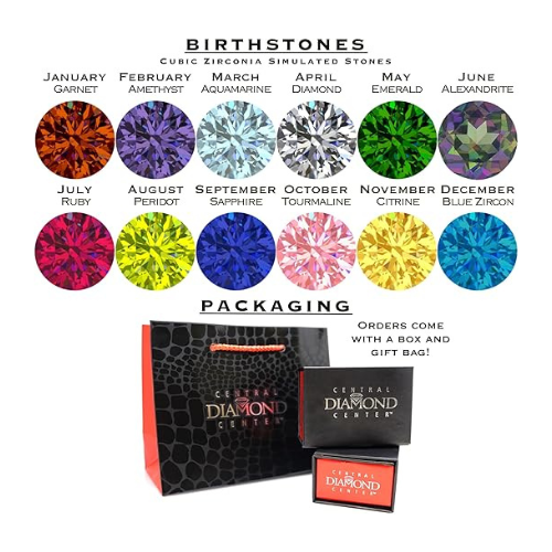 Central Diamond Center Oval Cut Lucita Mothers Rings w/ 1 to 7 Simulated Birthstones in Sterling Silver, 10K or 14K Gold