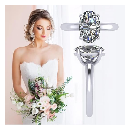 VOUS 3 carat Simulated Diamond Solitaire Engagement Rings Assorted shapes in Solid Sterling Silver & CZ