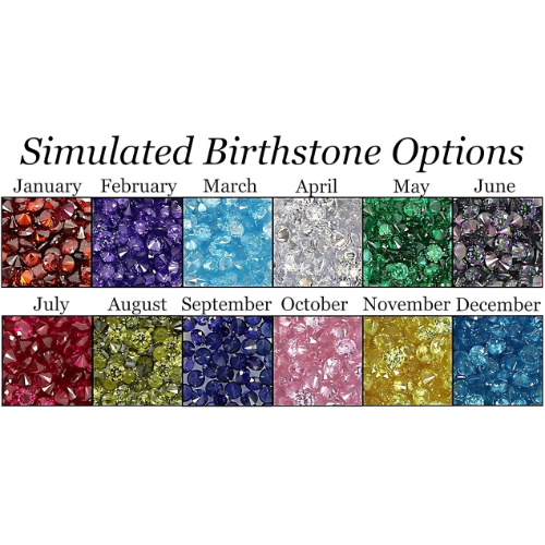 Simulated birthstones set in the S-Bar design ring.