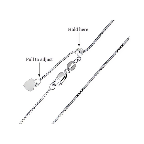 Yellow gold plated Italian box chain on display.