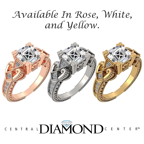 Sterling silver vintage Asscher engagement ring.